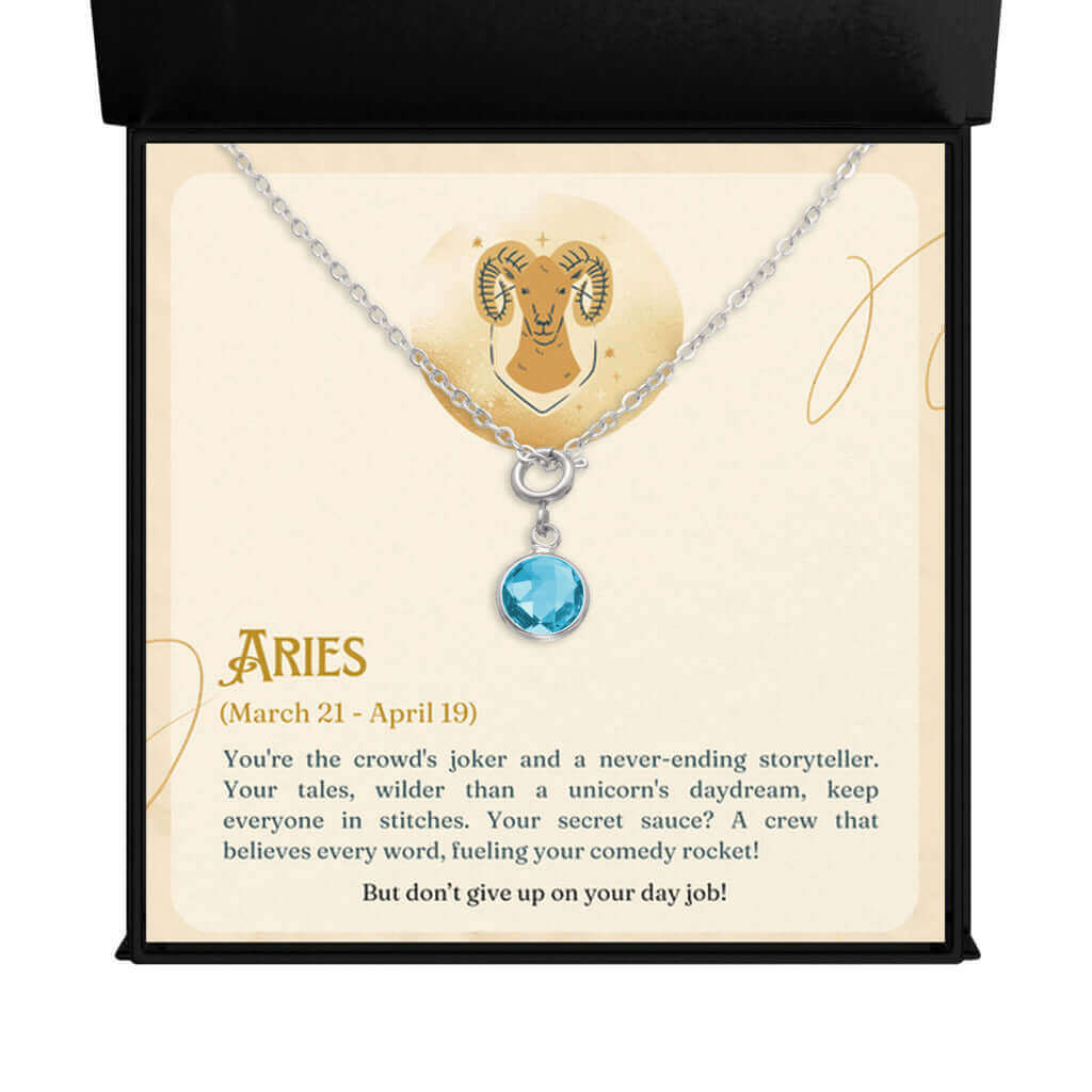 Aries Zodiac - Birthstone NecklaceA minimalist birthstone necklace, perfect for celebrating birthdays. Adds a finishing touch to outfits. Ideal gift for loved ones.Moving Phrases