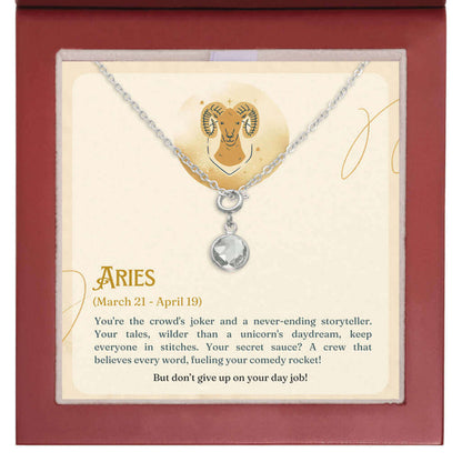 Aries Zodiac - Birthstone NecklaceA minimalist birthstone necklace, perfect for celebrating birthdays. Adds a finishing touch to outfits. Ideal gift for loved ones.Moving Phrases