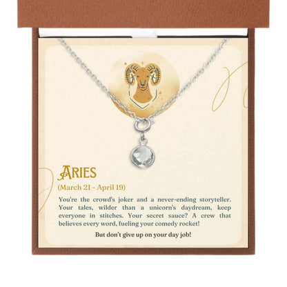 Aries Zodiac - Birthstone NecklaceA minimalist birthstone necklace, perfect for celebrating birthdays. Adds a finishing touch to outfits. Ideal gift for loved ones.Moving Phrases