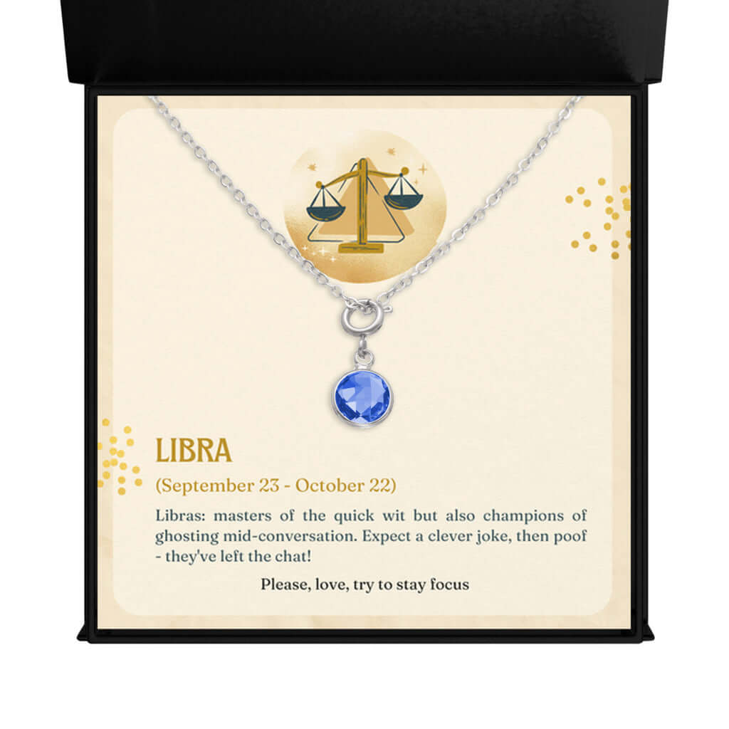 Libra Zodiac - Birthstone NecklaceA minimalist birthstone necklace, perfect for celebrating birthdays. Adds a finishing touch to outfits. Ideal gift for loved ones.Moving Phrases