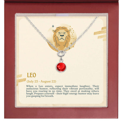 Leo Zodiac - Birthstone NecklaceA minimalist birthstone necklace, perfect for celebrating birthdays. Adds a finishing touch to outfits. Ideal gift for loved ones.Moving Phrases