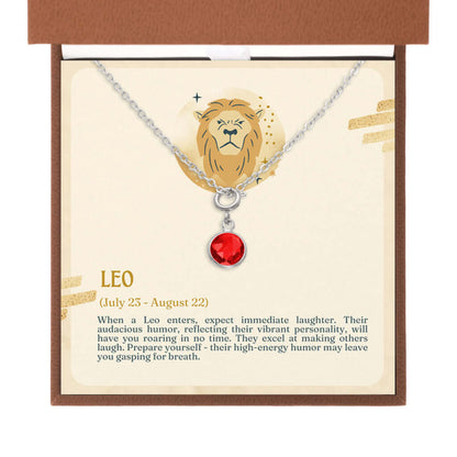 Leo Zodiac - Birthstone NecklaceA minimalist birthstone necklace, perfect for celebrating birthdays. Adds a finishing touch to outfits. Ideal gift for loved ones.Moving Phrases