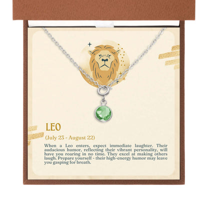 Leo Zodiac - Birthstone NecklaceA minimalist birthstone necklace, perfect for celebrating birthdays. Adds a finishing touch to outfits. Ideal gift for loved ones.Moving Phrases