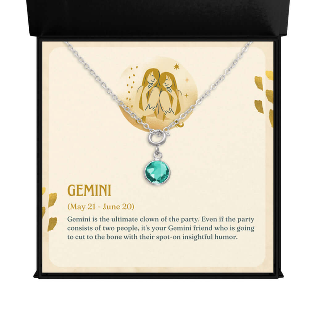 Gemini Zodiac - Birthstone NecklaceA minimalist birthstone necklace, perfect for celebrating birthdays. Adds a finishing touch to outfits. Ideal gift for loved ones.Moving Phrases