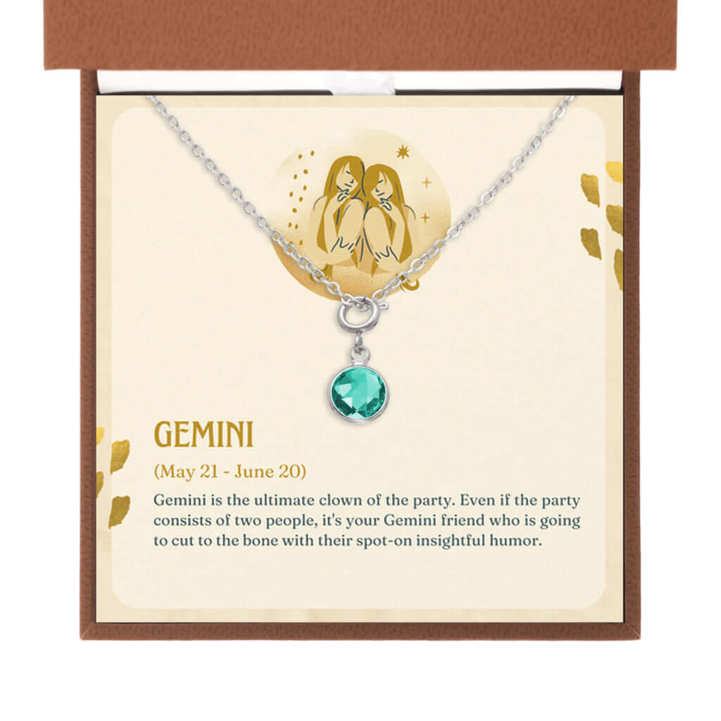 Gemini Zodiac - Birthstone NecklaceA minimalist birthstone necklace, perfect for celebrating birthdays. Adds a finishing touch to outfits. Ideal gift for loved ones.Moving Phrases