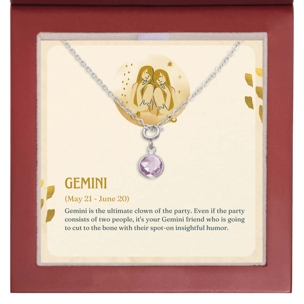 Gemini Zodiac - Birthstone NecklaceA minimalist birthstone necklace, perfect for celebrating birthdays. Adds a finishing touch to outfits. Ideal gift for loved ones.Moving Phrases