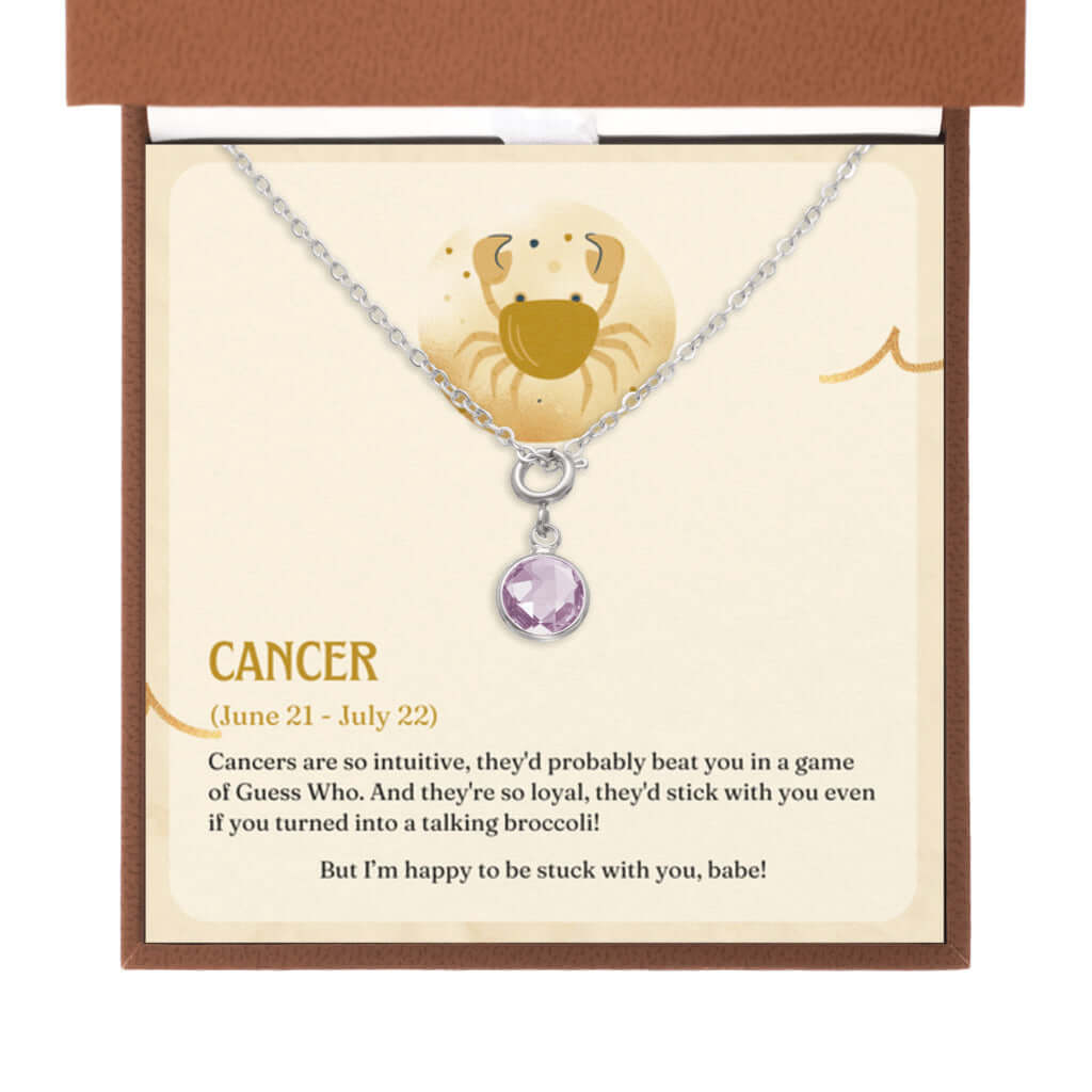 Cancer Zodiac - Birthstone NecklaceA minimalist birthstone necklace, perfect for celebrating birthdays. Adds a finishing touch to outfits. Ideal gift for loved ones.Moving Phrases