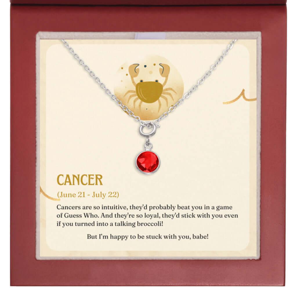 Cancer Zodiac - Birthstone NecklaceA minimalist birthstone necklace, perfect for celebrating birthdays. Adds a finishing touch to outfits. Ideal gift for loved ones.Moving Phrases