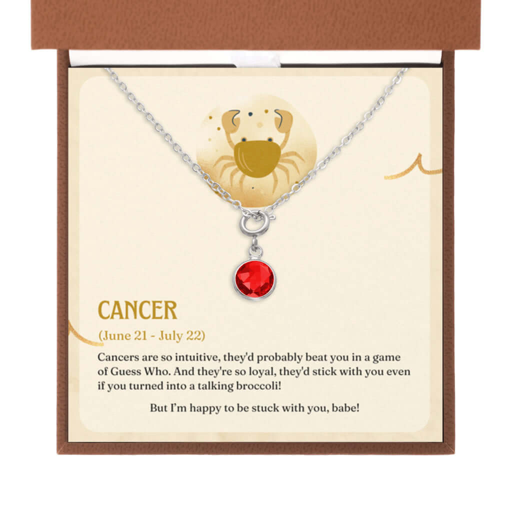 Cancer Zodiac - Birthstone NecklaceA minimalist birthstone necklace, perfect for celebrating birthdays. Adds a finishing touch to outfits. Ideal gift for loved ones.Moving Phrases