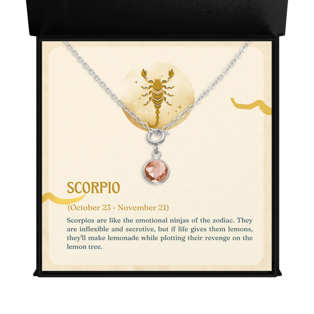 Scorpio Zodiac - Birthstone NecklaceA minimalist birthstone necklace, perfect for celebrating birthdays. Adds a finishing touch to outfits. Ideal gift for loved ones.Moving Phrases