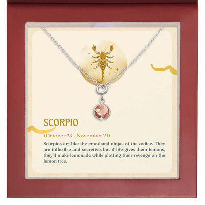 Scorpio Zodiac - Birthstone NecklaceA minimalist birthstone necklace, perfect for celebrating birthdays. Adds a finishing touch to outfits. Ideal gift for loved ones.Moving Phrases