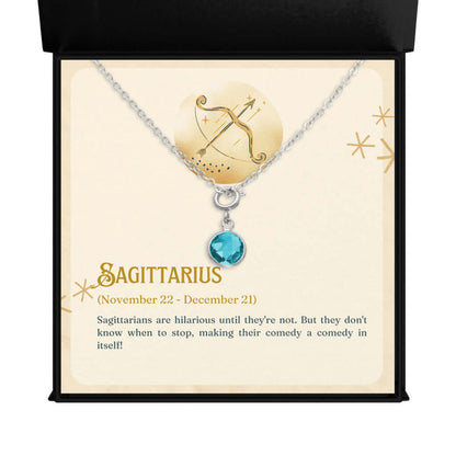 Sagittarius Zodiac - Birthstone NecklaceA minimalist birthstone necklace, perfect for celebrating birthdays. Adds a finishing touch to outfits. Ideal gift for loved ones.Moving Phrases