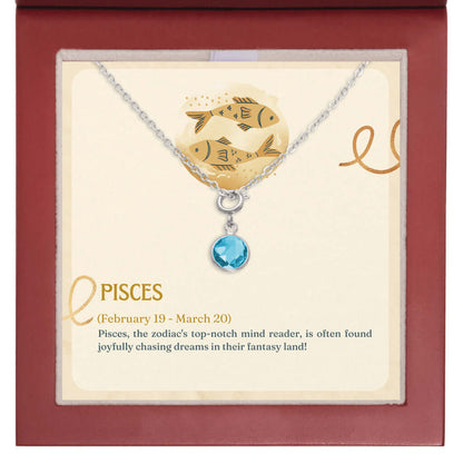 Pisces Zodiac - Birthstone Necklace for your loved one.A minimalist birthstone necklace, perfect for celebrating birthdays. Adds a finishing touch to outfits. Ideal gift for loved ones.Moving Phrases