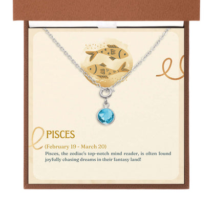 Pisces Zodiac - Birthstone Necklace for your loved one.A minimalist birthstone necklace, perfect for celebrating birthdays. Adds a finishing touch to outfits. Ideal gift for loved ones.Moving Phrases