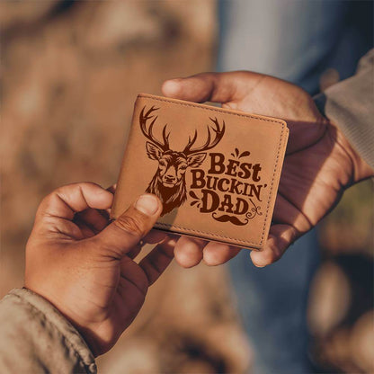 Best Buckin' Dad - Graphic Leather WalletSeeking a special gift for your special man? Consider our Graphic Leather Wallet, made from top-quality full-grain cowhide. He'll be impressed.Moving Phrases