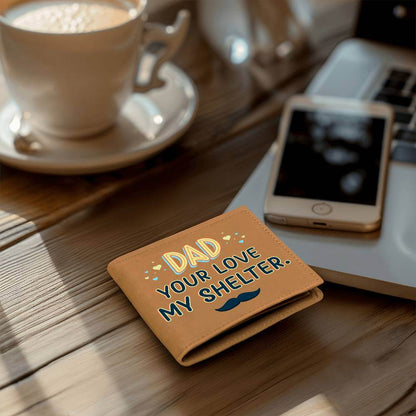 Dad your love my shelter - Graphic Leather WalletHere's a thoughtful and attractive gift for Dad. Our Graphic Leather Wallet is the way to go! This handsome bifold wallet exterior is made of the highestMoving Phrases