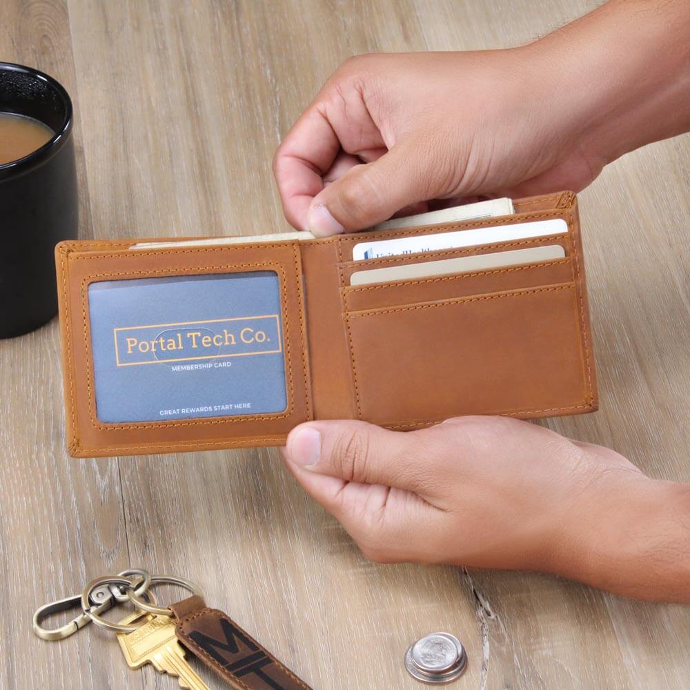 Dad - A guide to Life's Adventure - Graphic Leather WalletGift a quality Graphic Leather Wallet! Made from full grain cowhide, it ages beautifully. Comes in a stylish gift box. Comes with a loving message card.Moving Phrases