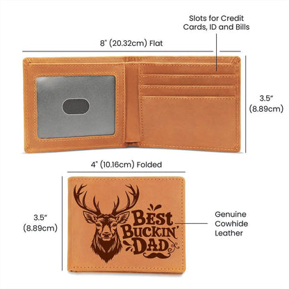 Best Buckin' Dad - Graphic Leather WalletSeeking a special gift for your special man? Consider our Graphic Leather Wallet, made from top-quality full-grain cowhide. He'll be impressed.Moving Phrases