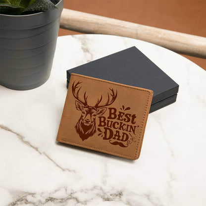 Best Buckin' Dad - Graphic Leather WalletSeeking a special gift for your special man? Consider our Graphic Leather Wallet, made from top-quality full-grain cowhide. He'll be impressed.Moving Phrases