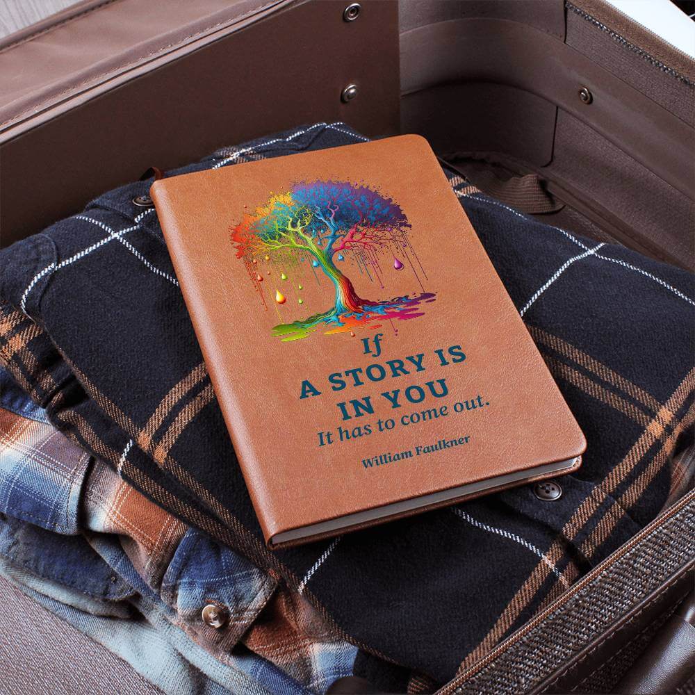 If a Story is in you - Graphic Leather JournalA story within needs to be told. Use the Graphic Leather Journal, ideal for personal reminders and goal setting, to clear your mind.Moving Phrases