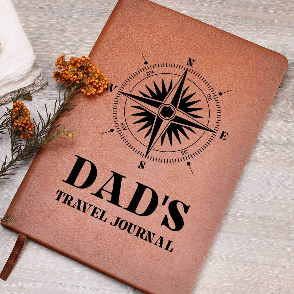 Dad's Travel Journal - Graphic Leather JournalVenture beyond with the Graphic Leather Journal. Ideal for goal setting and organization, it features a bookmark and elastic closure.Moving Phrases