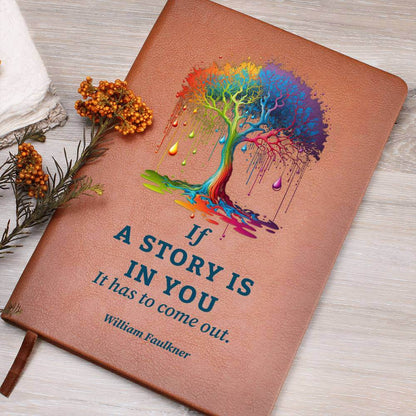 If a Story is in you - Graphic Leather JournalA story within needs to be told. Use the Graphic Leather Journal, ideal for personal reminders and goal setting, to clear your mind.Moving Phrases