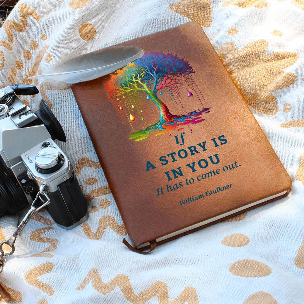 If a Story is in you - Graphic Leather JournalA story within needs to be told. Use the Graphic Leather Journal, ideal for personal reminders and goal setting, to clear your mind.Moving Phrases