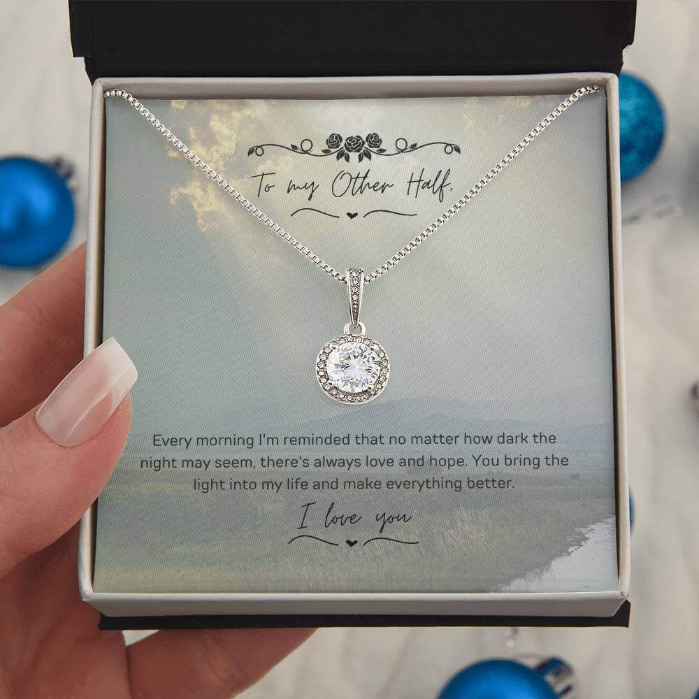 Eternal Hope Necklace for Your Beloved - Shine TogetherIgnite love with the Eternal Hope Necklace. A symbol of light and love for your other half. Perfect sparkle to express your affection.Moving Phrases