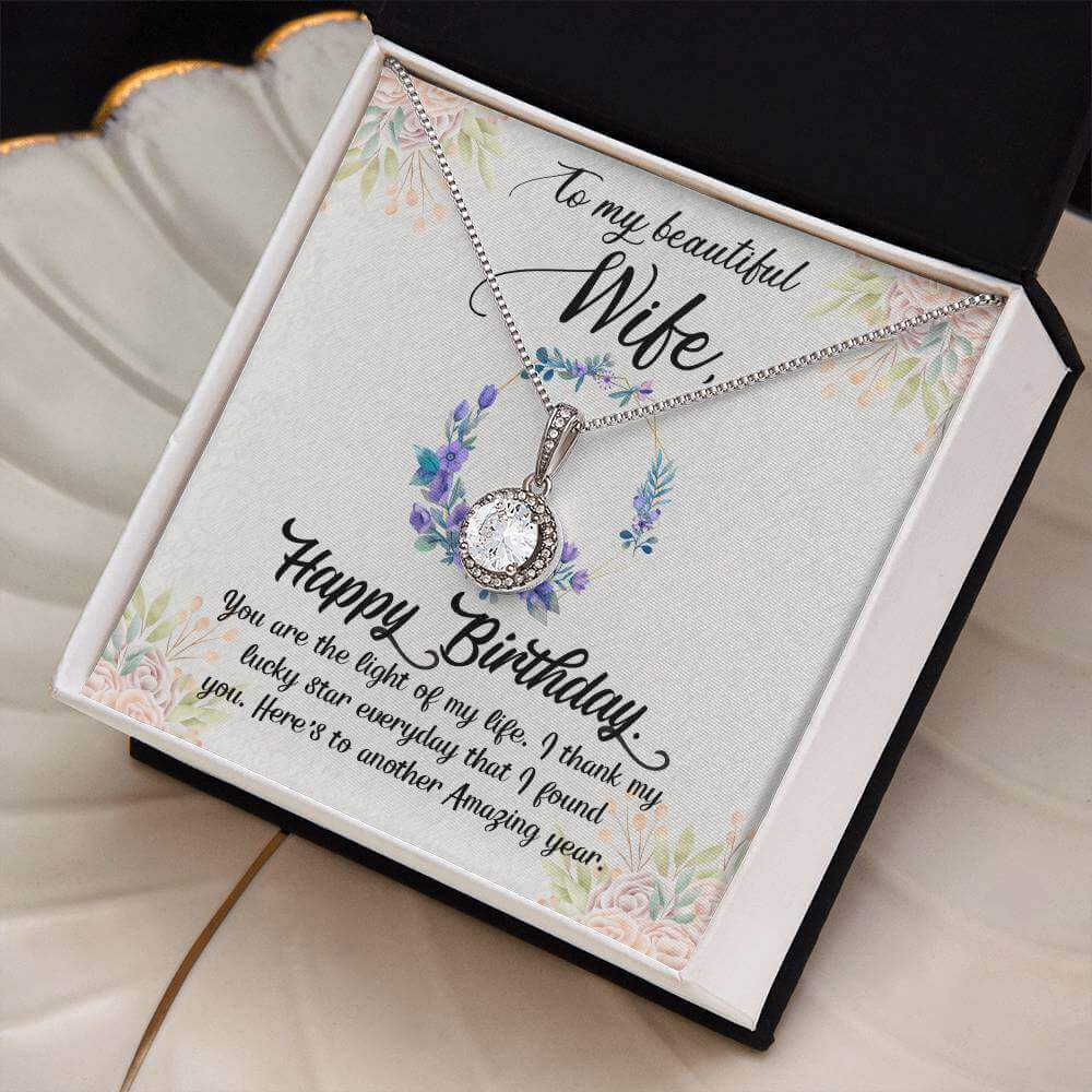 To My Beautiful Wife, Happy Birthday - Eternal Hope Necklace | Moving Phrases