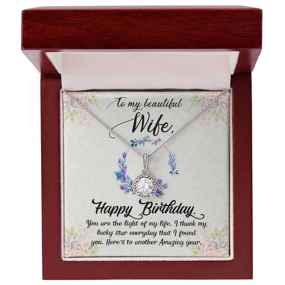 To My Beautiful Wife, Happy Birthday - Eternal Hope Necklace | Moving Phrases