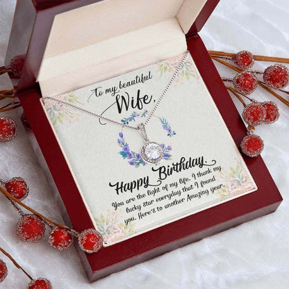 To My Beautiful Wife, Happy Birthday - Eternal Hope Necklace | Moving Phrases