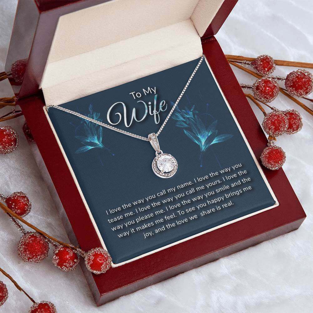 To My Wife, I love the way you call my name - Eternal Hope Necklace | Moving Phrases