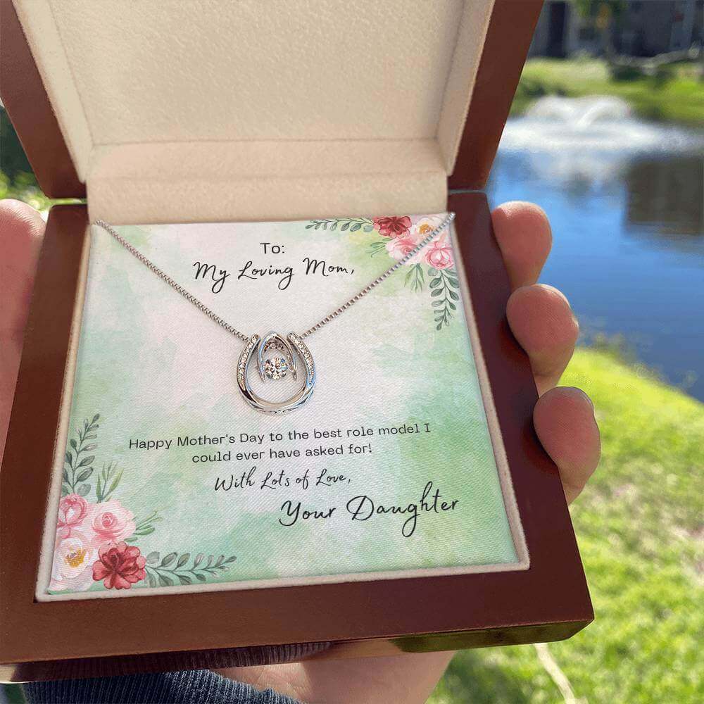 To My Loving Mom - Lucky in Love NecklaceMother's Day tribute to the best role model of your life. A pendant necklace symbolizing the luck of having someone special like MomMoving Phrases