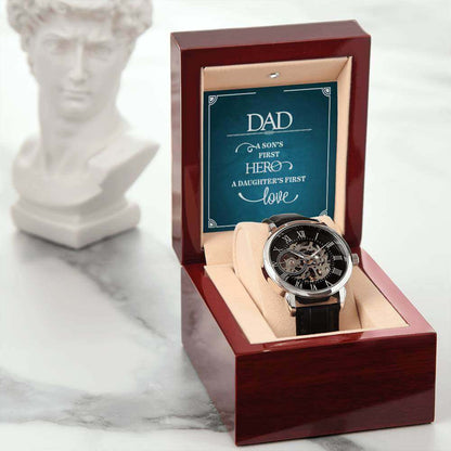 Dad, a Son's First Hero, a Daughter's First Love - Men's Openwork Watch | Moving Phrases