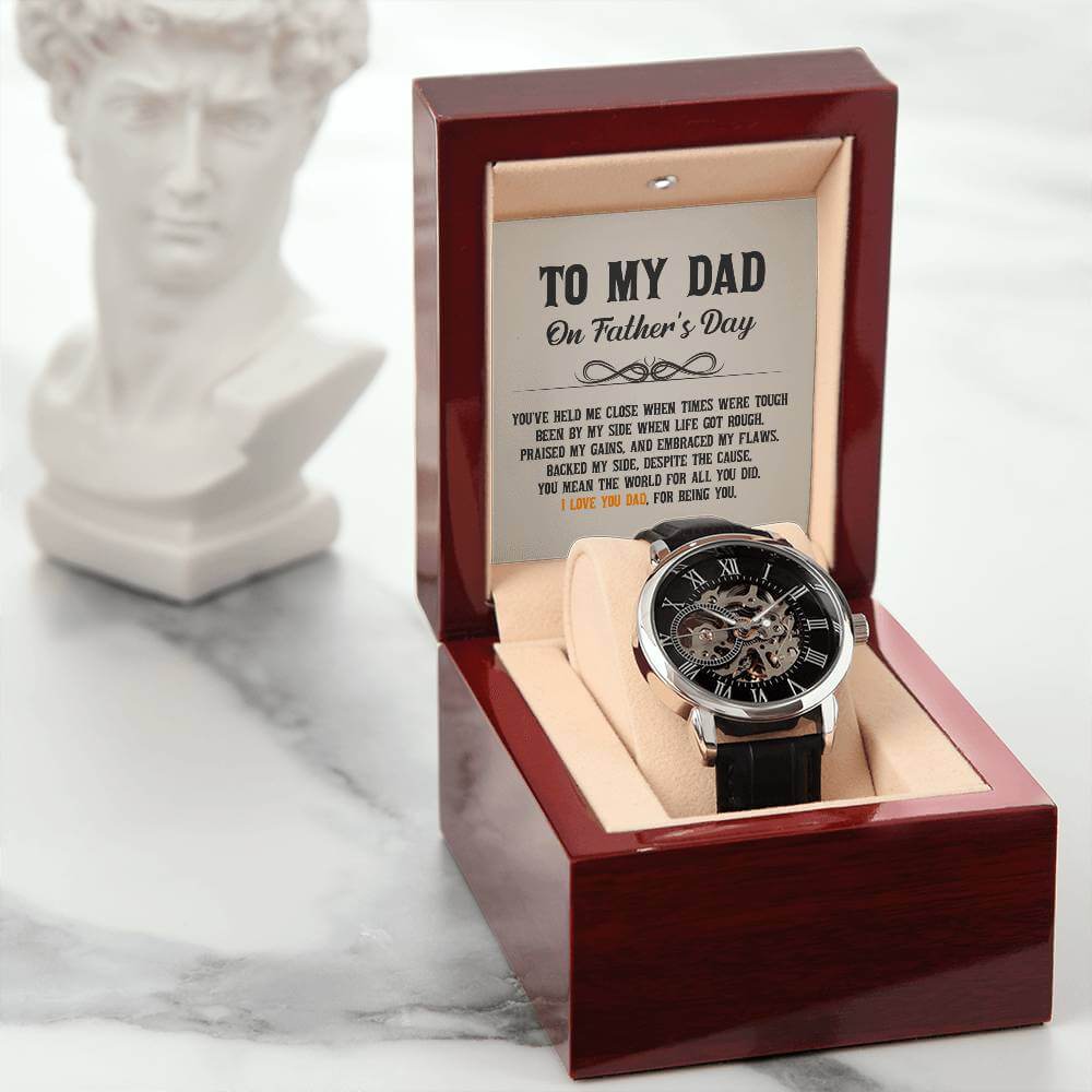 To My Dad on Father's Day - Openwork WatchGift your dad our Openwork Watch this Father's Day - a blend of classic and modern design, built to last. A testament to timeless elegance.Moving Phrases