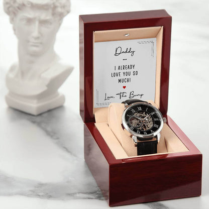 Daddy, I Already Love You So Much - Openwork WatchThis message card says: Daddy, I already love you so much! Love, the Bump Give the gift of luxury with this handsome and daring timepiece. The Openwork Watch is the perfect blend of classic design and mode