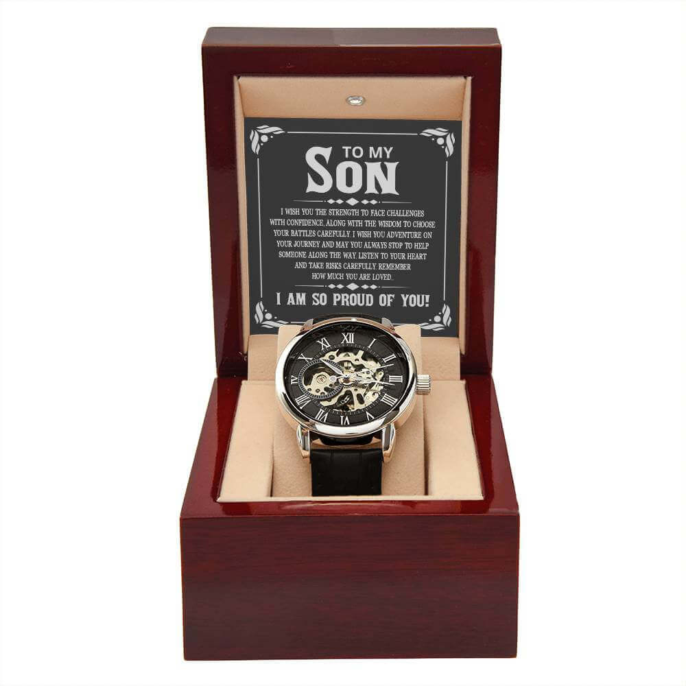 To My Son, I wish you the strength - Men's Openwork Watch | Moving Phrases