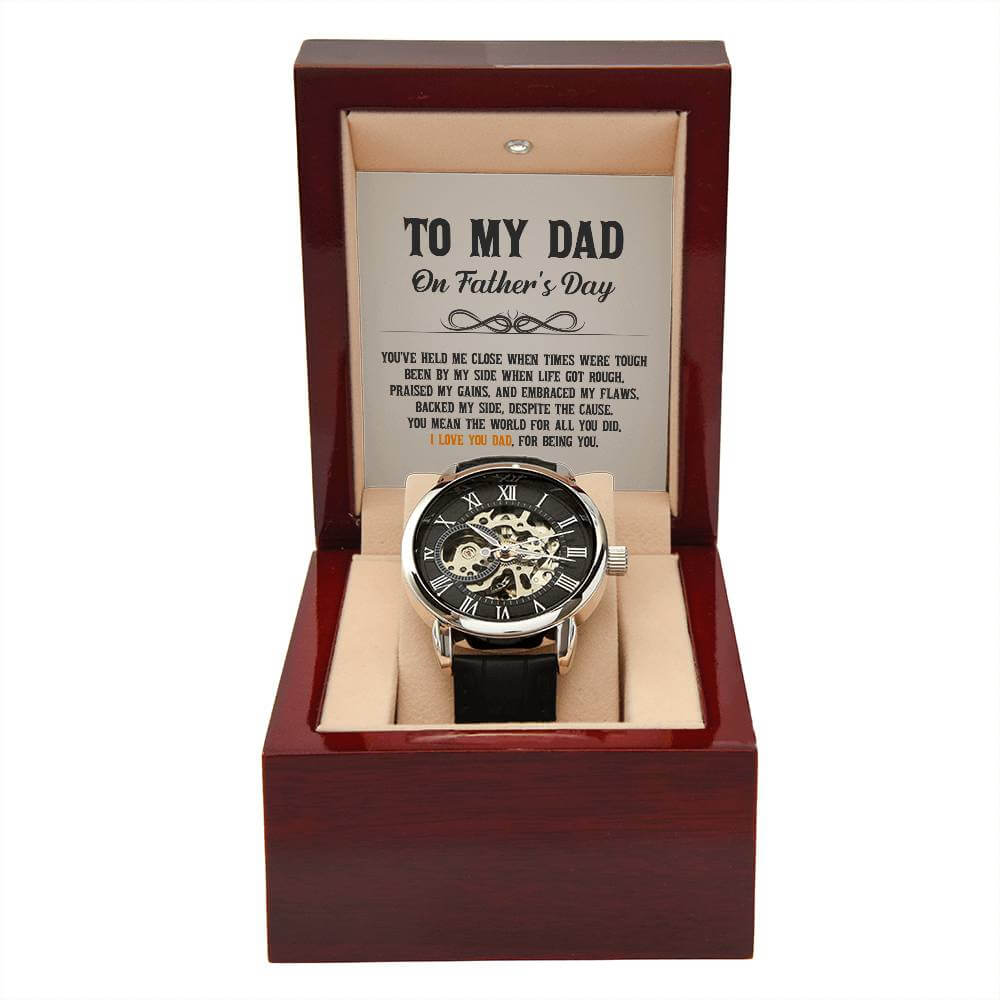 To My Dad on Father's Day - Openwork WatchGift your dad our Openwork Watch this Father's Day - a blend of classic and modern design, built to last. A testament to timeless elegance.Moving Phrases