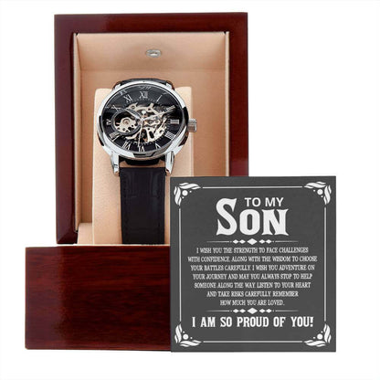 To My Son, I wish you the strength - Men's Openwork Watch | Moving Phrases