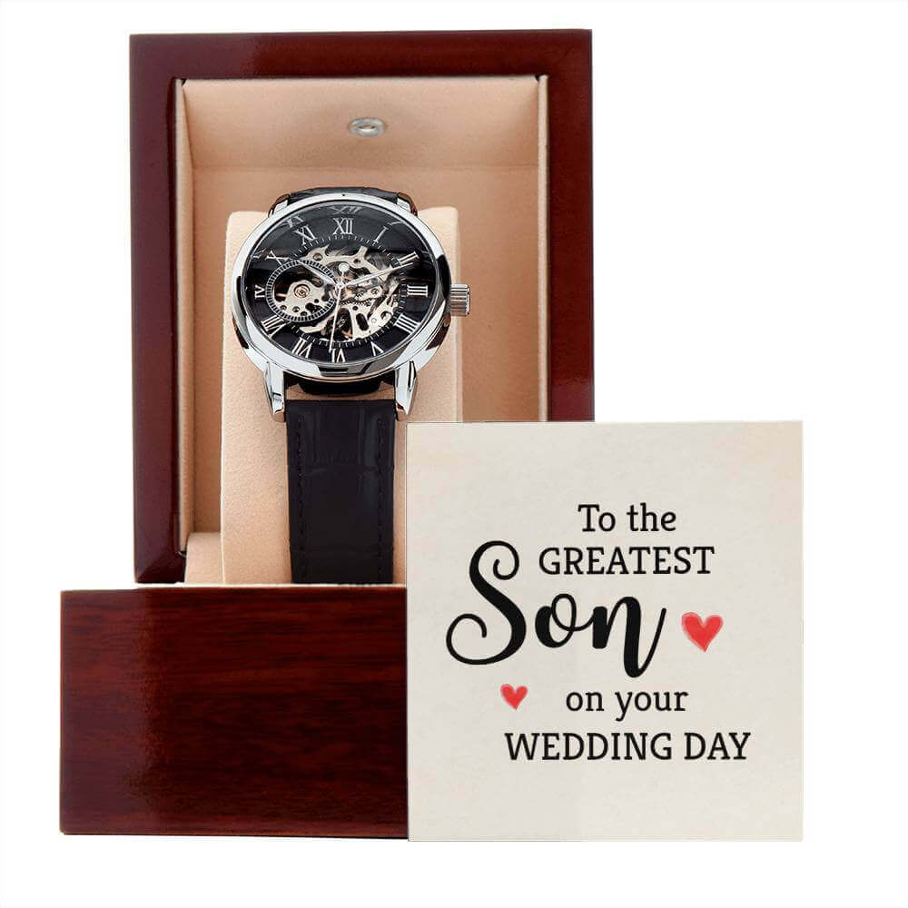 To the Greatest Son on your wedding day - Men's Openwork Watch | Moving Phrases