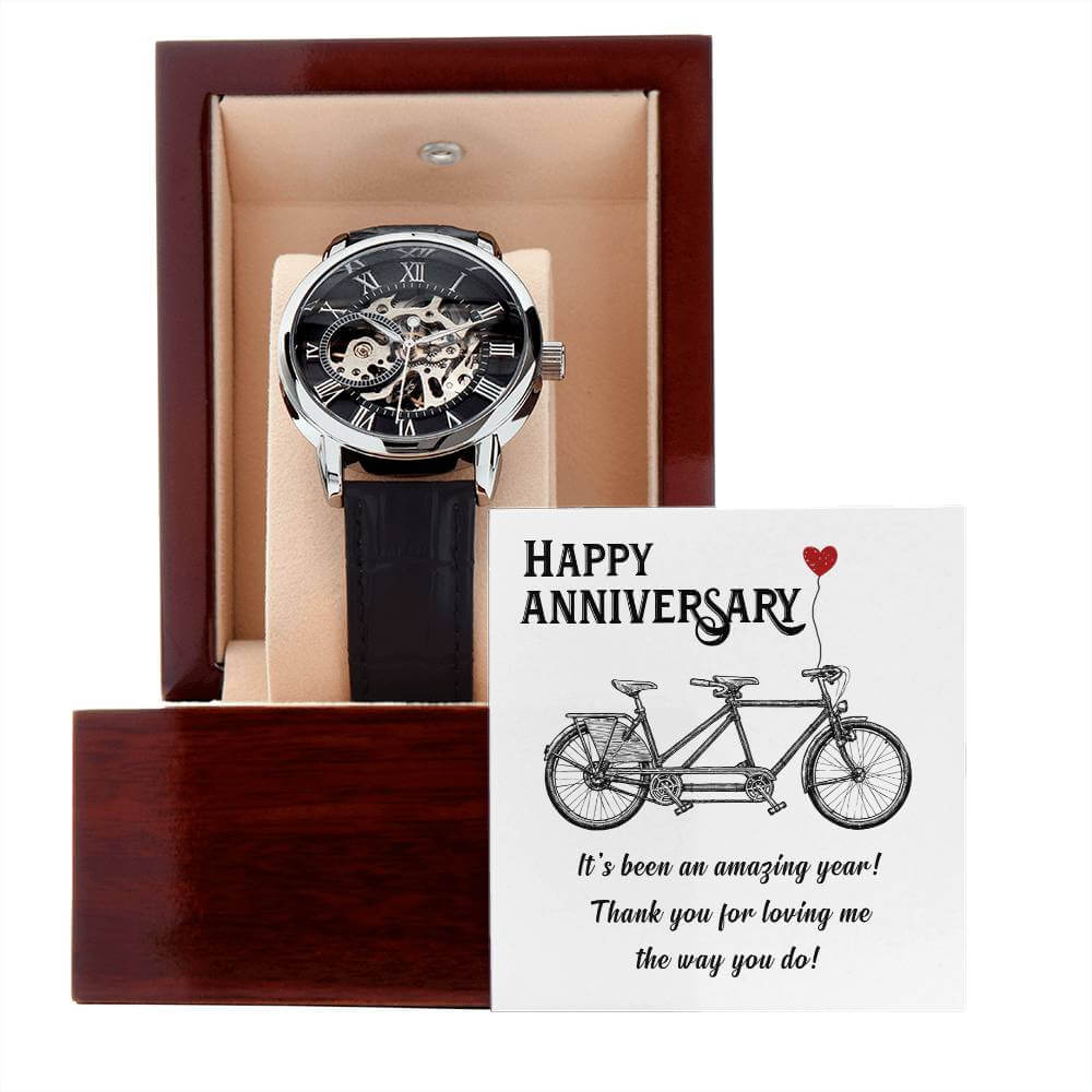 Happy Anniversary, It's been an amazing yearGift your significant other our Openwork Watch on your Anniversary - a blend of classic and modern design, built to last. A mark to remember your life together.Moving Phrases