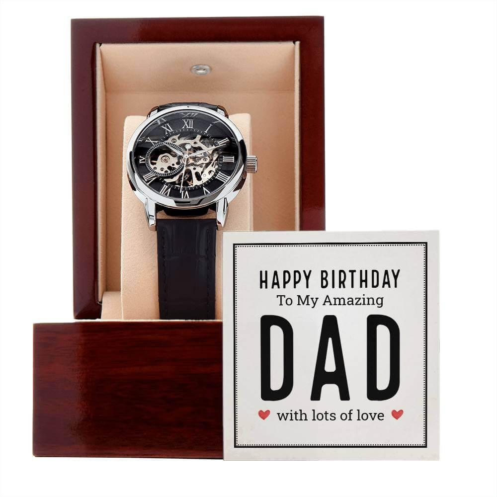 Happy Birthday to My Amazing Dad - Openwork WatchGift your dad our Openwork Watch for his birthday - a blend of classic and modern design, built to last. A testament to timeless elegance.Moving Phrases