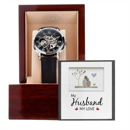 To My Husband, My Love, my gift to you.Give the gift of luxury with this Openwork Watch is the perfect blend of classic design and modern styling, making it an remarkably essential accessory.Moving Phrases