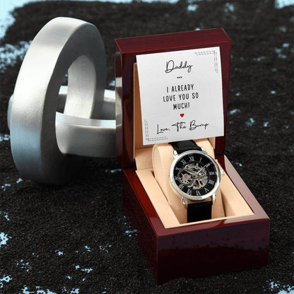 Daddy, I Already Love You So Much - Openwork WatchThis message card says: Daddy, I already love you so much! Love, the Bump Give the gift of luxury with this handsome and daring timepiece. The Openwork Watch is the perfect blend of classic design and mode