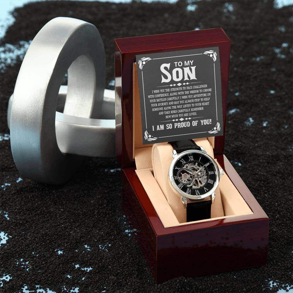 To My Son, I wish you the strength - Men's Openwork Watch | Moving Phrases