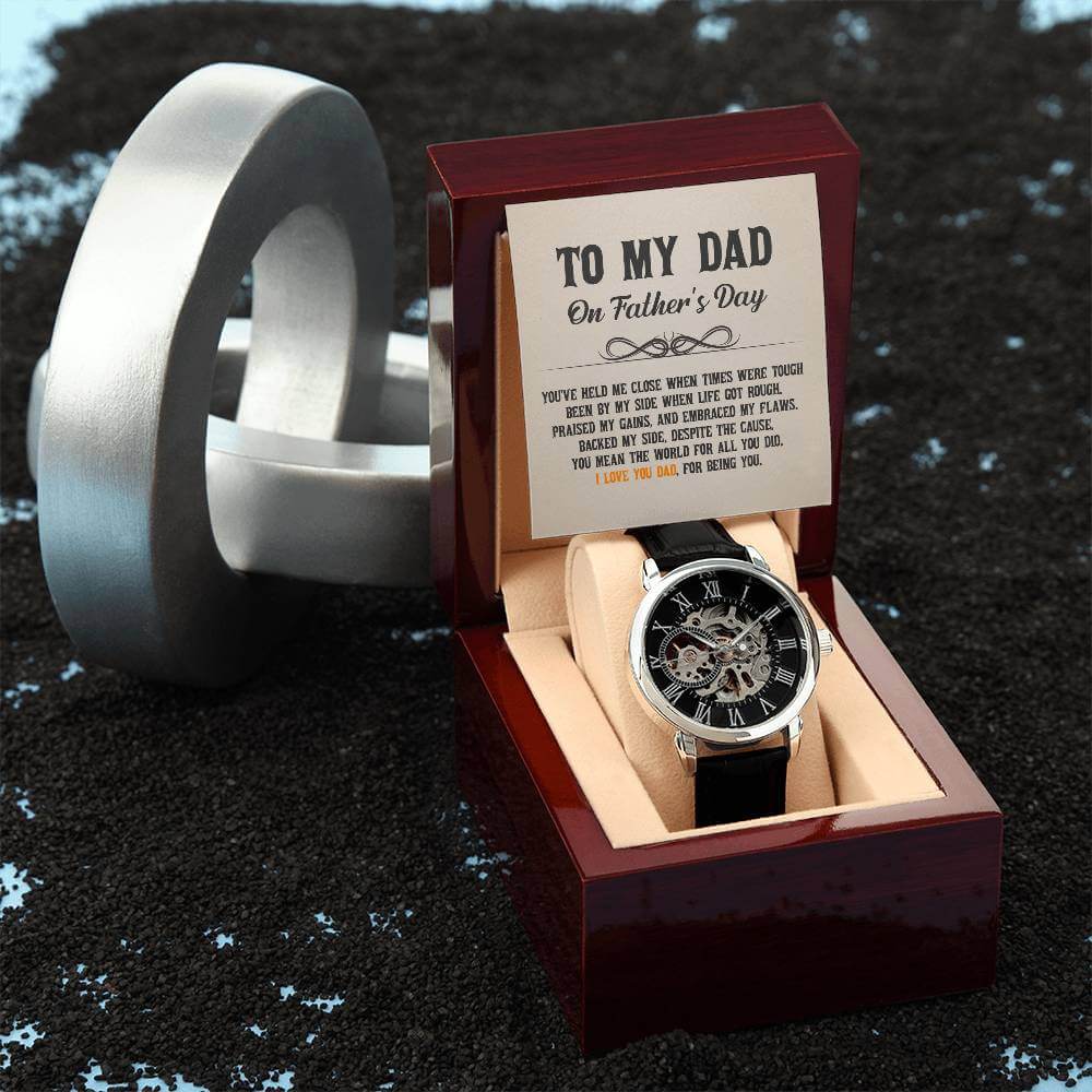 To My Dad on Father's Day - Openwork WatchGift your dad our Openwork Watch this Father's Day - a blend of classic and modern design, built to last. A testament to timeless elegance.Moving Phrases