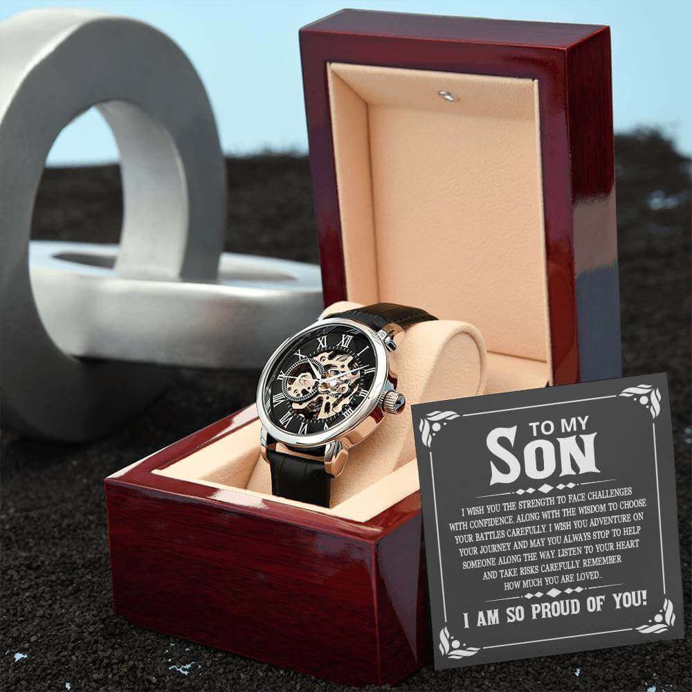 To My Son, I wish you the strength - Men's Openwork Watch | Moving Phrases