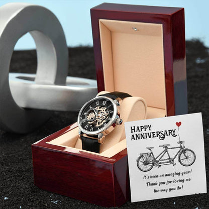 Happy Anniversary, It's been an amazing yearGift your significant other our Openwork Watch on your Anniversary - a blend of classic and modern design, built to last. A mark to remember your life together.Moving Phrases