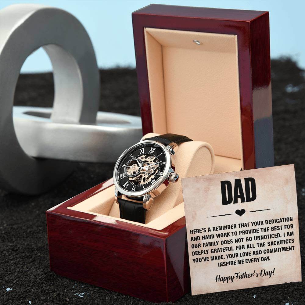 Dad, Here's a Reminder - Openwork WatchThis message card says: Dad, Here's a reminder that your dedication and hard work to provide the best for our family does not go unnoticed. I am deeply grateful for all the sacrificies you've made. Your love and comm