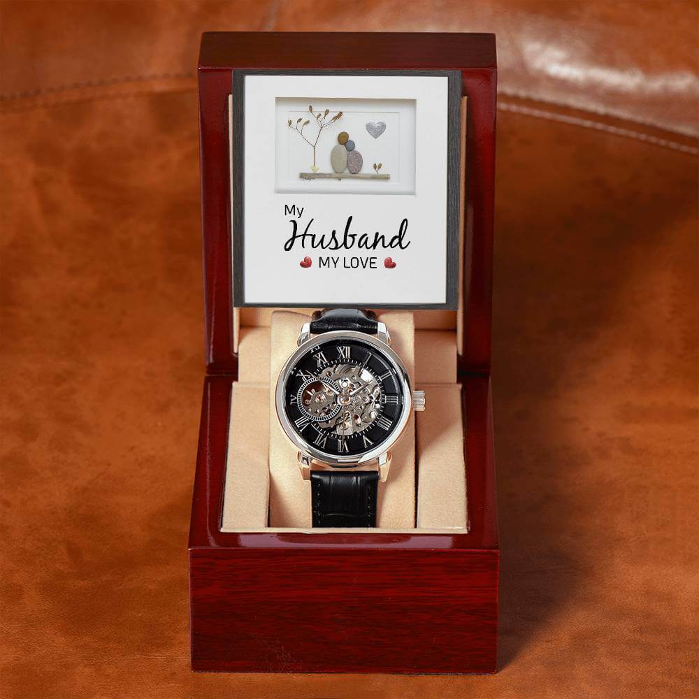 To My Husband, My Love, my gift to you.Give the gift of luxury with this Openwork Watch is the perfect blend of classic design and modern styling, making it an remarkably essential accessory.Moving Phrases